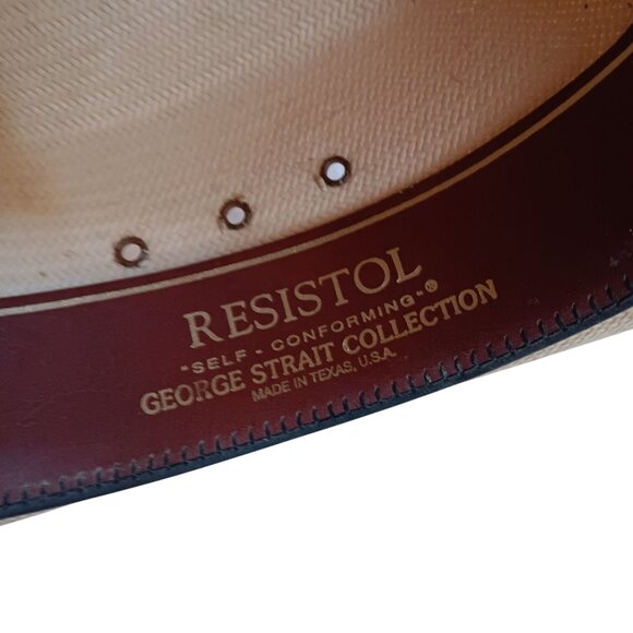 7 1/8 George Strait Resistol Mens Straw Cowboy Hat Vintage 1990's Western Oval - Picture 10 of 16